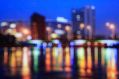Şehir bokeh ışıklar gece görünümü, arka plan bulanık