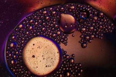 Sıvı veya hava makro çekim. arka cam molekül sctructure, makro 3d çekim alan derinliği ile render