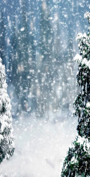 Parlak kar ve tipiden oluşan soyut bir Noel arkaplanı. Mesaj için yer var. Hikayeler için dikey — Stok fotoğraf