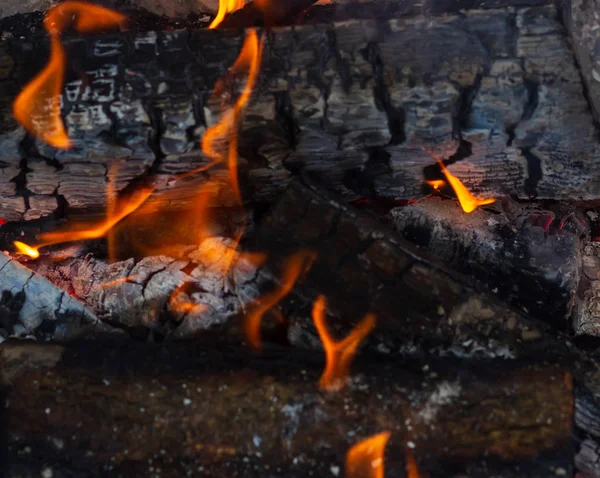 Bonfire, kampvuur achtergrond. Vlammen omhoog branden vlam — Stockfoto