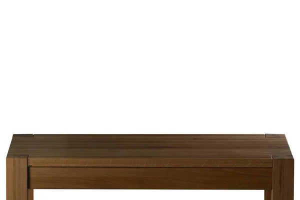 Mesa de madeira escura sobre fundo branco. Mesa de madeira vazia . — Fotografia de Stock