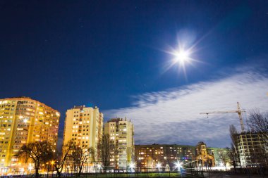 Cherkasy Ukrayna Gece Şehri, şehirde ışıklandırma