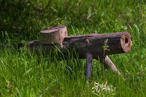 Une Mitrailleuse Légère Soviétique Machine Bois Fabriquée Main Bois — Photo