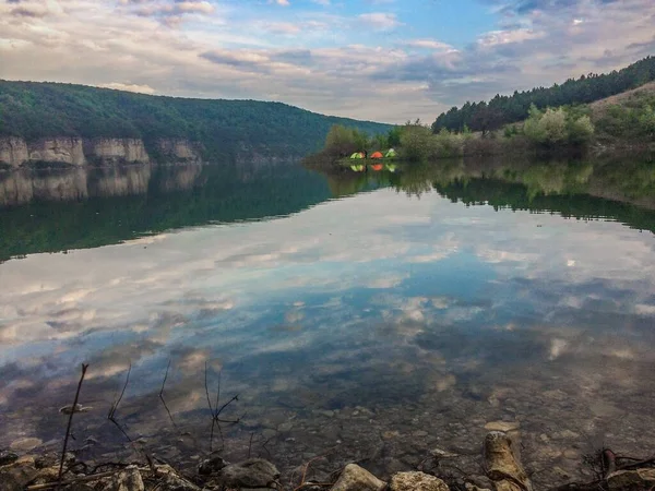 Vista Panoramica Dalla Collina Sulla Curva Del Fiume Bellissimo Paesaggio — Foto Stock