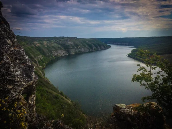 Paesaggio Primaverile Dniester Fiume Canyon Ucraina — Foto Stock