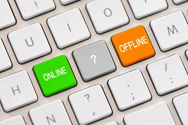 Online vagy Offline választása billentyűzet — Stock Fotó