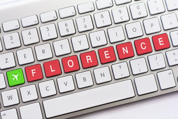 Florencja, pisanie na białym klawiatury z szkic samolotu — Zdjęcie stockowe