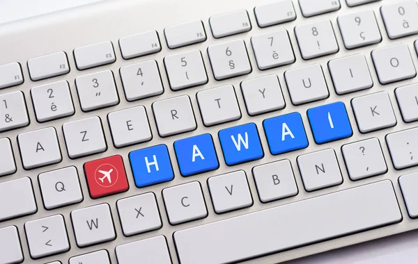 Hawai pisania na białym klawiatury z szkic samolotu — Zdjęcie stockowe