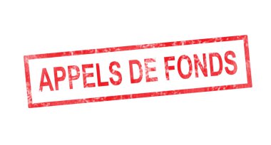 Kırmızı dikdörtgen damgasında Fransızca çeviri fonları için çağrı