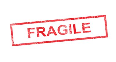 Kırmızı dikdörtgen damgasında kırılgan