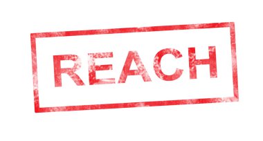 Reach in red rectangular stamp clipart