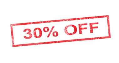 Kırmızı dikdörtgen damgasında kapalı 30 pourcent