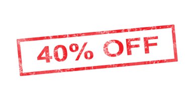 Kırmızı dikdörtgen damgasında kapalı 40 pourcent