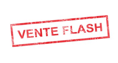 Flash satışında kırmızı dikdörtgen damgasında Fransızca çeviri