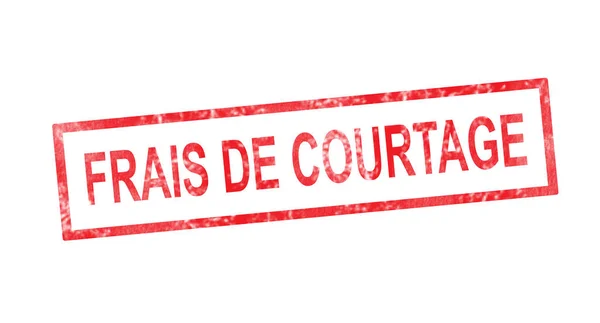 Mäklararvoden i fransk översättning i röd rektangulär stämpel — Stockfoto