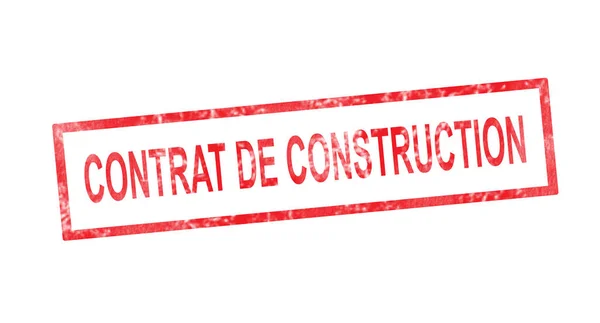 Construction contract in French translation in red rectangular s — Stock Photo, Image