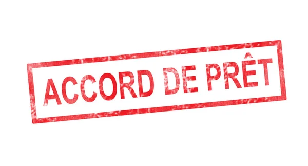 Låneavtalet i fransk översättning i röd rektangulär stämpel — Stockfoto