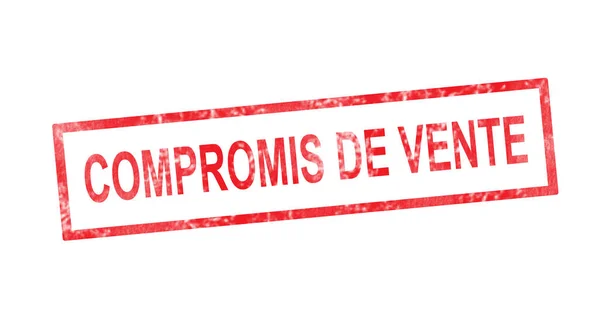 Συμφωνία πώλησης σε γαλλική μετάφραση σε κόκκινη ορθογώνια σφραγίδα — Φωτογραφία Αρχείου