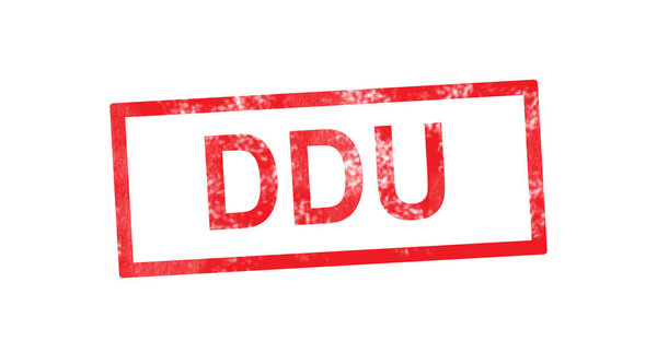 DDU in red rectangular stamp