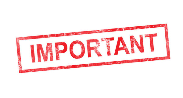 Important in red rectangular stamp