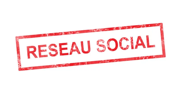 赤い長方形のスタンプでフランス語翻訳の社会的ネットワーク — ストック写真