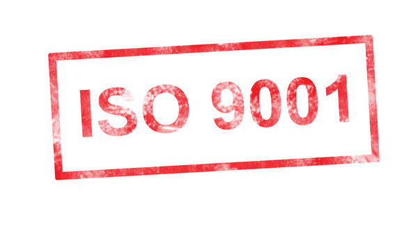 ISO 9001 in red rectangular stamp