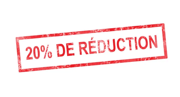 20 pourcent off in französischer Übersetzung in roter Rechteckmarke — Stockfoto