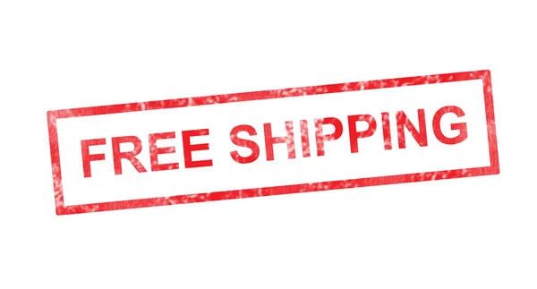 Free shipping in red rectangular stamp — Stock Photo, Image