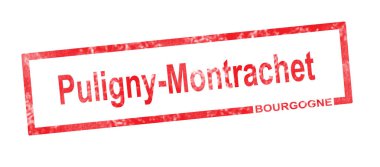 Kırmızı bir re içinde Burgundy ve Puligny Montrachet bağ unvan