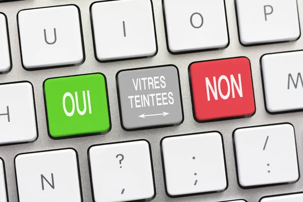 Tinted glass question and answer Yes and No in French — Stock Photo, Image