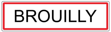 Fransa'da Brouilly şehir trafik işareti illüstrasyon