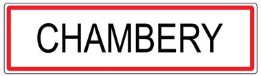 Fransa'da Chambery şehir trafik işareti illüstrasyon