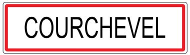 Fransa'da Courchevel şehir trafik işareti illüstrasyon
