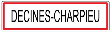 Fransa'da Decines Charpieu şehir trafik işareti illüstrasyon