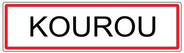 Fransa'da Kourou şehir trafik işareti illüstrasyon