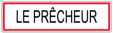 Fransa'da Le Precheur şehir trafik işareti illüstrasyon