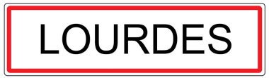 Fransa'da Lourdes şehir trafik işareti illüstrasyon