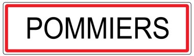 Fransa'da Pommiers şehir trafik işareti illüstrasyon