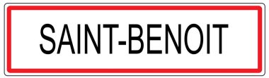 Fransa'da Saint Benoit şehir trafik işareti illüstrasyon