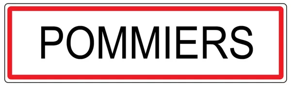 Pommiers miasto znak drogowy ilustracja we Francji — Zdjęcie stockowe