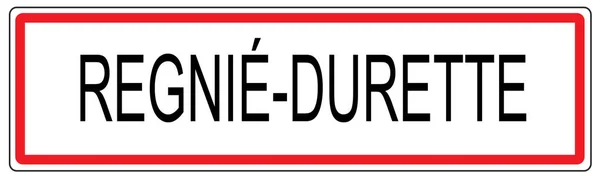 Regnie durette city verkehrsschild illustration in frankreich — Stockfoto