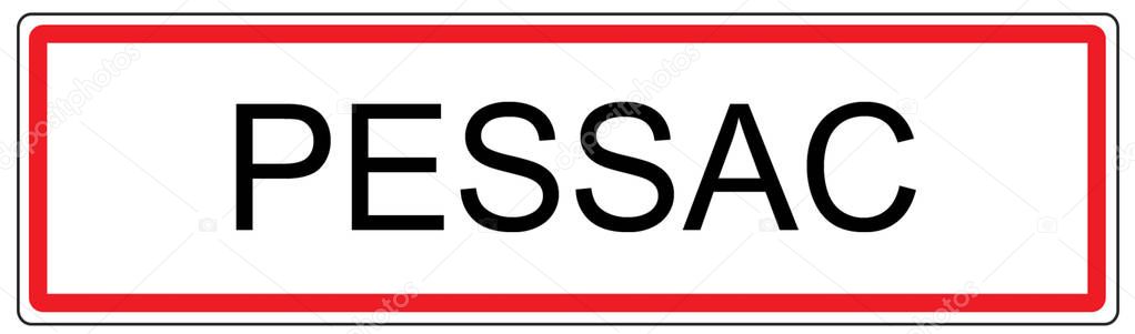 Pessac city traffic sign illustration in France