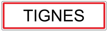 Fransa'da Tignes şehir trafik işareti illüstrasyon