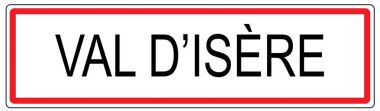 Fransa'da Val d Isere şehir trafik işareti illüstrasyon