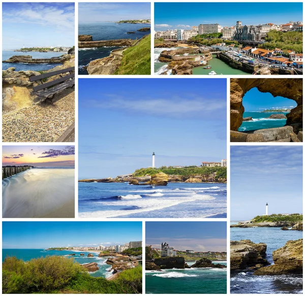 Biarritz collage fotografico rettangolare da viaggio — Foto Stock