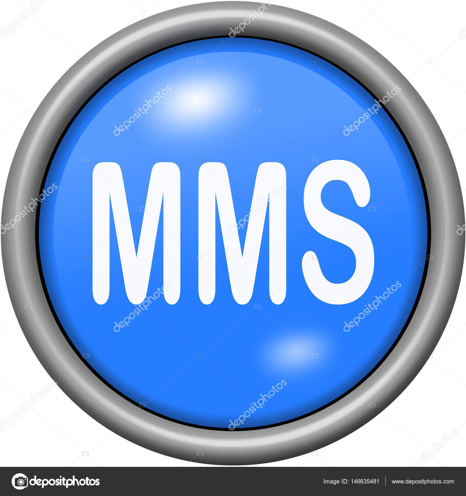 Blue Design Mms In Round 3d Button Stock Image Blue Design Mms In Round 3d Button Stock Image