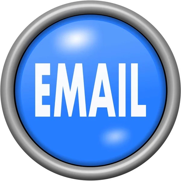 Email design bleu en bouton rond 3D — Photo