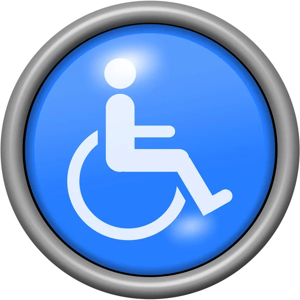 Blue design handicap dalam tombol 3D bundar — Stok Foto