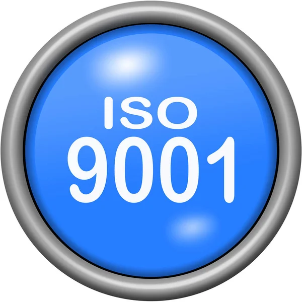 Yuvarlak 3d düğmesindeki mavi tasarım ISO 9001