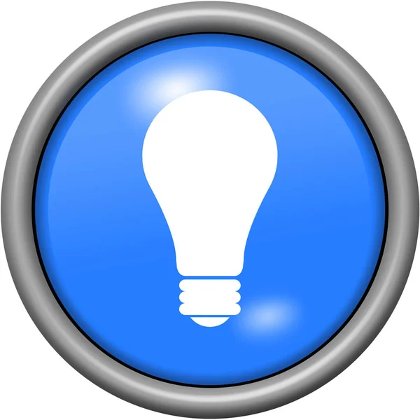 라운드 3d 버튼에 파란색 디자인 전구 — 스톡 사진